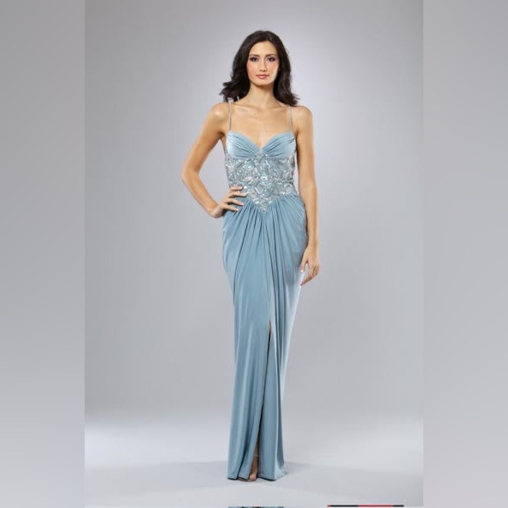 Elegant‎ Light Blue Evening Gown with Embellished Bodice